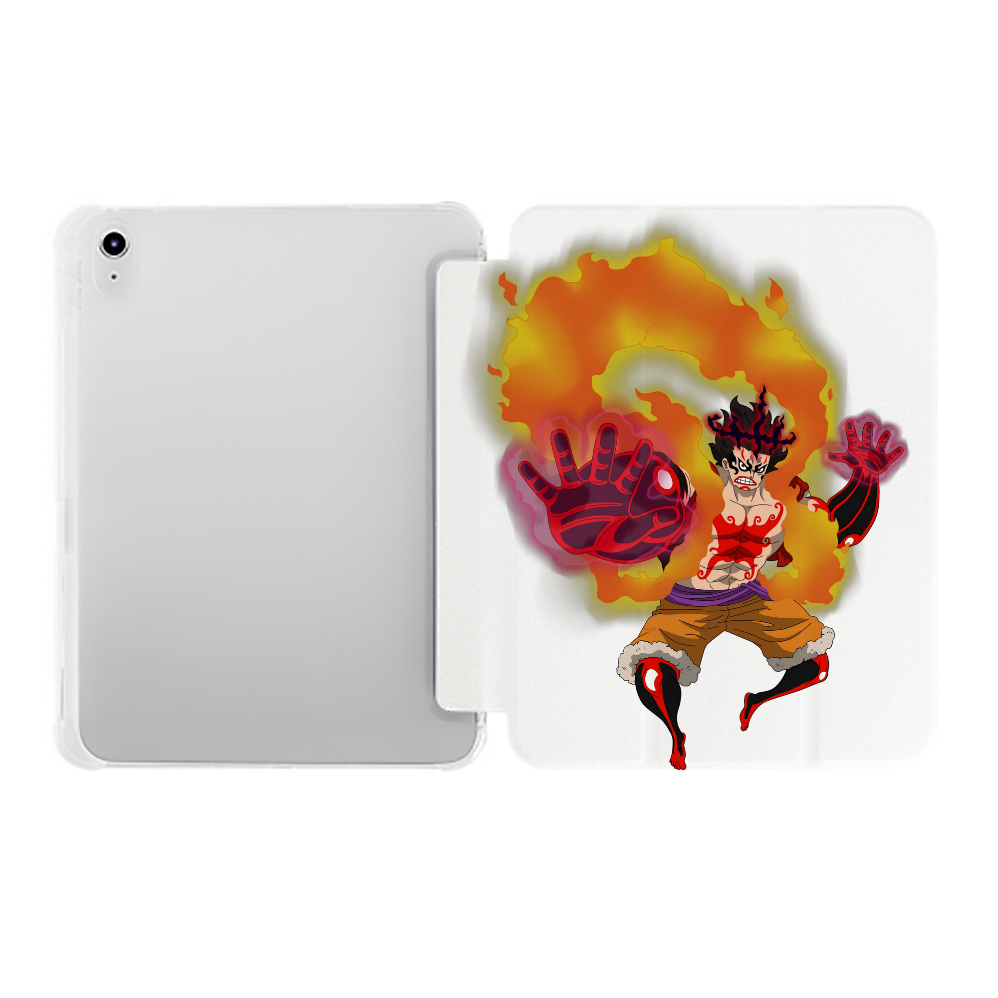 （画像用） ワンピース モンキー・D・ルフィ ONE PIECE Monkey D. Luffy IPad ケース ペン収納付き 三つ折りスタンド PUレザー×シリコン 対応機種9.5/10.5/10.9インチ